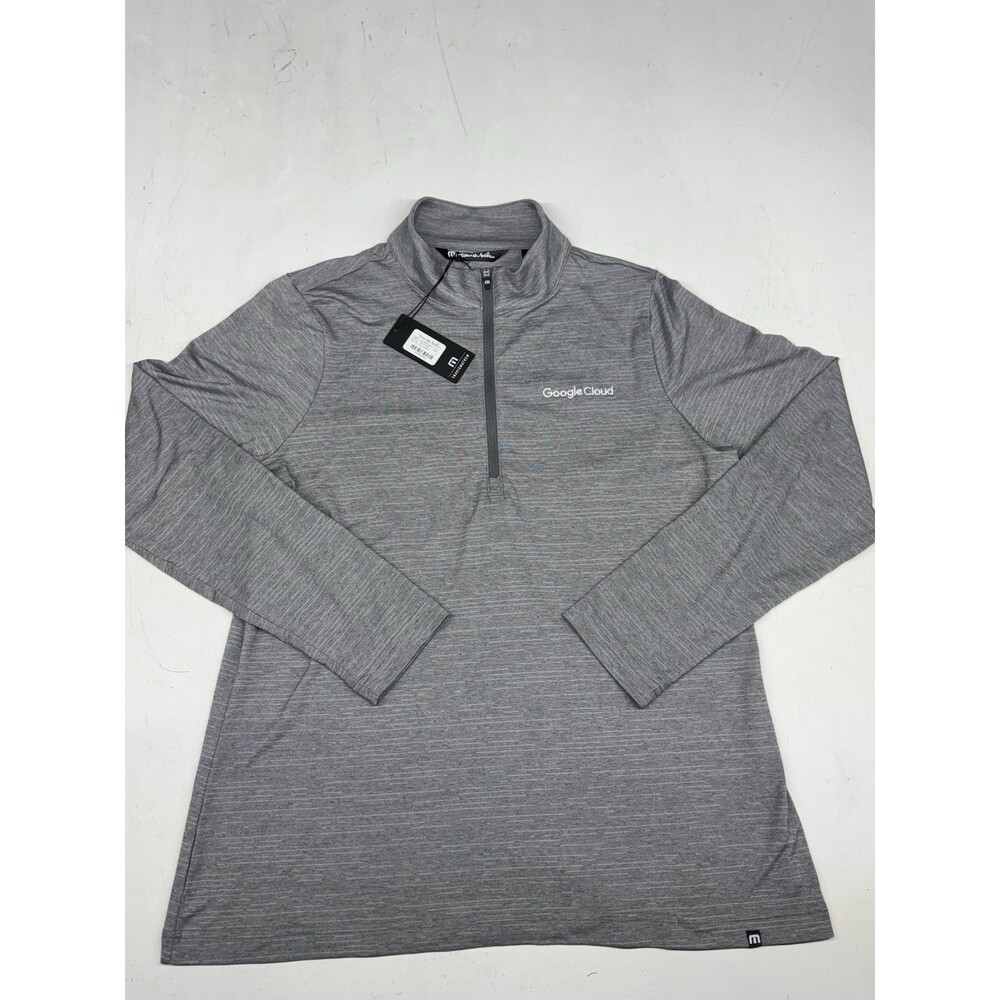 Travis Mathew Golf Crestview 1/4 Zip Pullover Men L Gray Long Sleeve w/ Logo